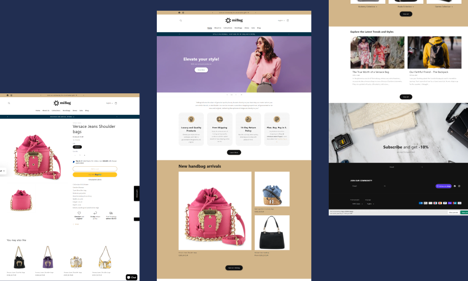 Online store website for women handbag and accesories.