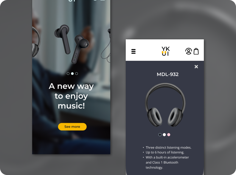 UI design concept for a specialized app store that focuses on headphones.